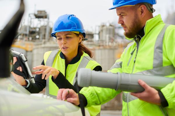 Two contractors carrying out factory LEV inspection