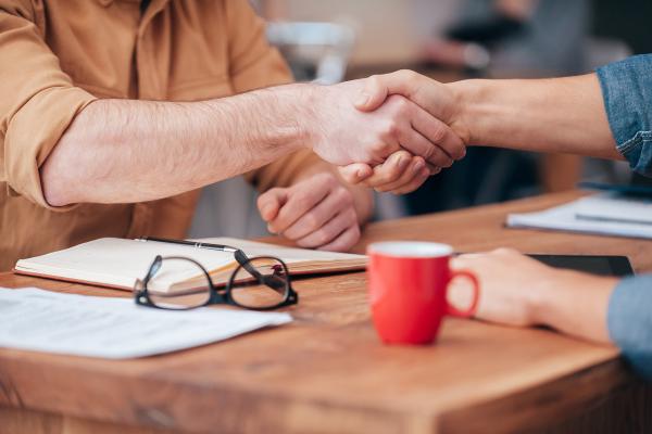 Close up shot of a handshake